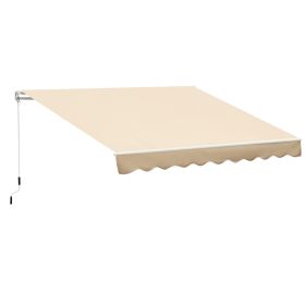 10' x 8' Manual Retractable Awning Sun Shade Shelter for Patio Deck Yard with UV Protection and Easy Crank Opening, Beige