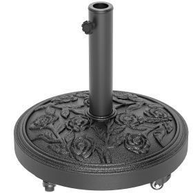 Round Patio Umbrella Base, 46 lbs Resin Umbrella Base with Wheels, Outdoor Umbrella Stand for 1.3"/1.5"/1.9" Umbrella Poles for Outdoor, Lawn