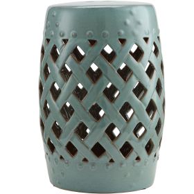 Ceramic Knotted Garden Stool, Antique Blue Side Table, Elegant Design for Outdoor Spaces