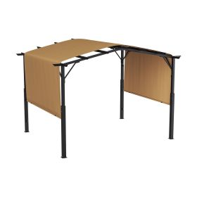 12 x 10 ft Outdoor Pergola, Arched Top Metal Pergola, Retractable Pergola with Sun Shade Canopy, Large Patio Shelter Pavilion