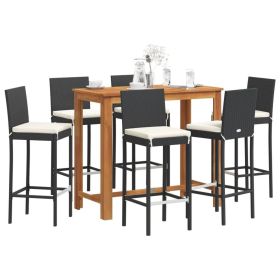 Garden Bar Set Black PE rattan Removable Covers Garden Bar Set