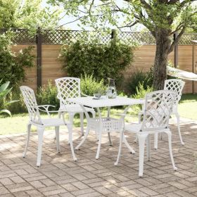 Garden Dining Set White Cast Aluminum 5 Piece Set Durable