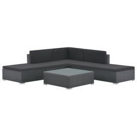 Sofa Set Black PE rattan Large Modular Garden Lounge Set