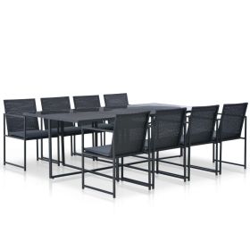 Rattan Dining Set Black Polyethylene rattan Large Durable
