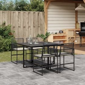Garden Dining Set Black PE rattan 5 Piece Set Foldable
