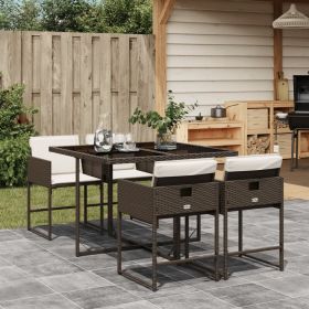 Garden Dining Set Brown, Black, Cream White