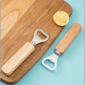 Beer Capper, Thickened Stainless Steel Wooden Handle Corkscrew, Wine Cap, Beverage Bottle Opener (Option: 3)