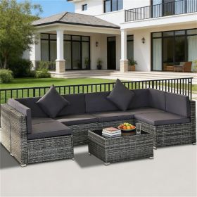 7-piece courtyard furniture set, outdoor segmented sofa set, garden set, gray (Color: Gray)