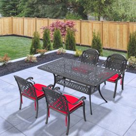 (Cushions In Random Colors)5-Piece Set Of Cast Aluminum Patio Furniture With Cushions (Color: as Pic)