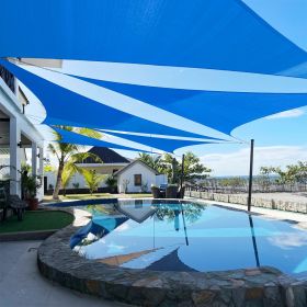 Artpuch Custom Size Sky Blue Sun Shade Sail Triangle Canopy 185 GSM Durable Fabric UV Block Awning for Outdoor Patio Garden Backyard (Customized (Color: Sky Blue, size: 13X20X20)