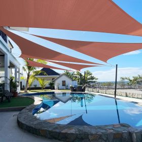 Artpuch Custom Size Rust Red Sun Shade Sail Triangle Canopy 185 GSM Durable Fabric UV Block Awning for Outdoor Patio Garden Backyard (Customized (Color: Rust Red, size: 11X15X15)